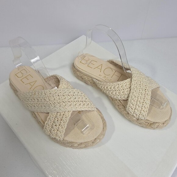 Unknown Shoes - Beach By Matisse Sandals Womens Size 9 Beige Miami Woven Espadrille Slide